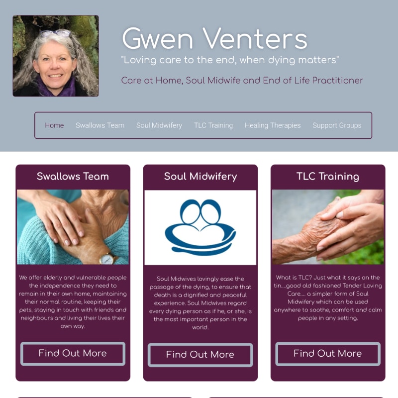 Gwen Venters website homepage