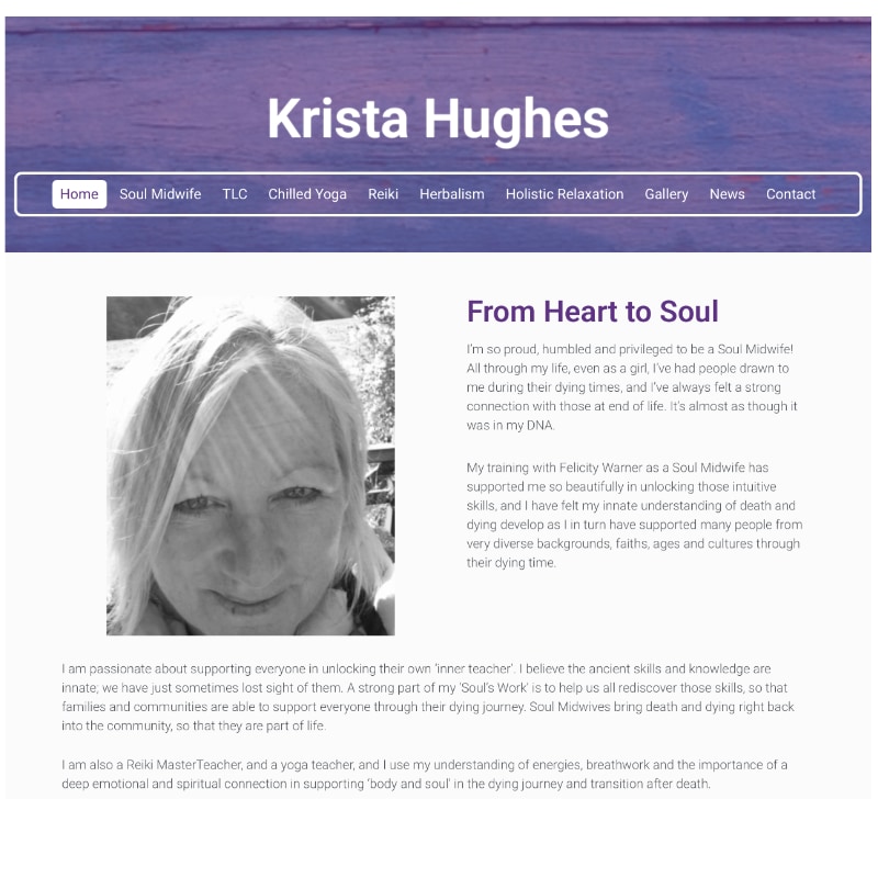 Krista Hughes website homepage